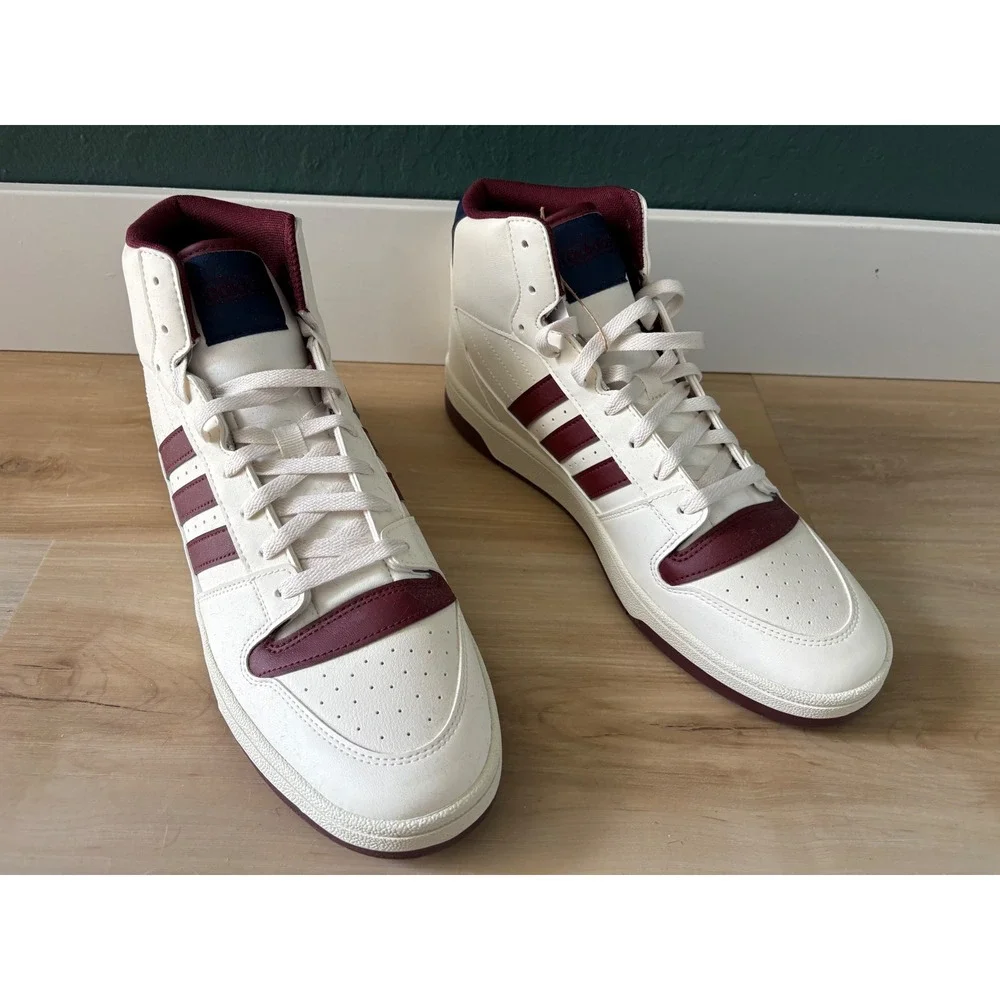 Adidas Break Start Mid 12 White Burgundy Navy Basketball Sneakers Trainers